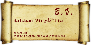 Balaban Virgília névjegykártya